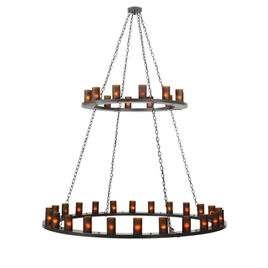 Meyda Tiffany Loxley 36 Light 72" Wide Pillar Candle Style Chandelier with Amber Glass Shades - Timeless Bronze Finish