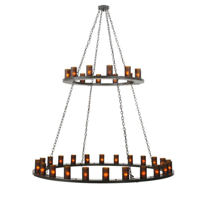 Meyda Tiffany Loxley 36 Light 72" Wide Pillar Candle Style Chandelier with Amber Glass Shades - Timeless Bronze Finish