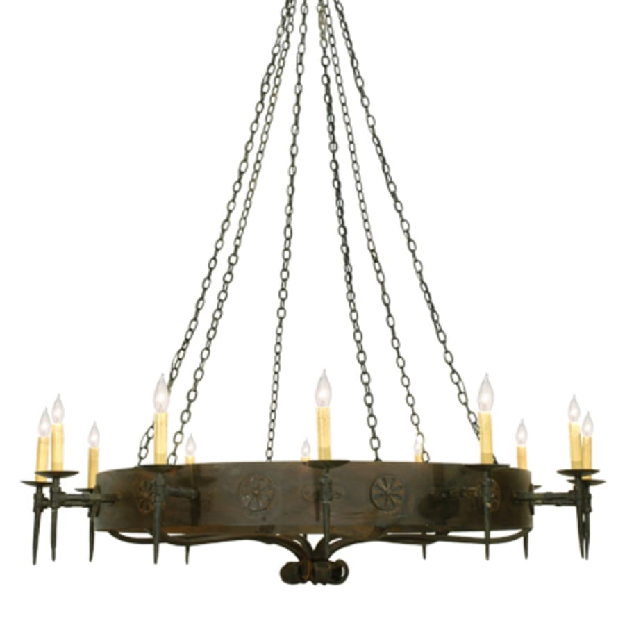 Meyda Tiffany Warwick 12 Light 72" Wide Taper Candle Style Chandelier - Hand Wrought Iron Finish