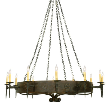 Meyda Tiffany Warwick 12 Light 72" Wide Taper Candle Style Chandelier - Hand Wrought Iron Finish