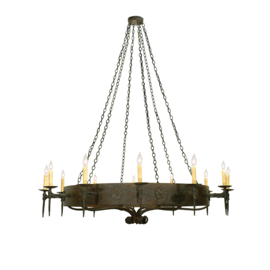 Meyda Tiffany Warwick 12 Light 72" Wide Taper Candle Style Chandelier - Hand Wrought Iron Finish