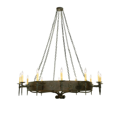 Meyda Tiffany Warwick 12 Light 72" Wide Taper Candle Style Chandelier - Hand Wrought Iron Finish