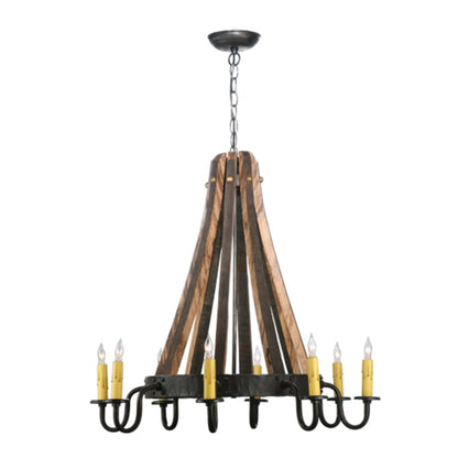 Meyda Tiffany Barrel Stave Madera 8 Light 27" Wide Taper Candle Style Chandelier