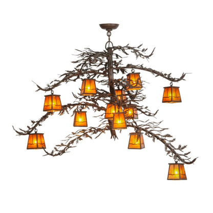 Meyda Tiffany Pine Branch Valley View 12 Light 48" Wide Chandelier - Cafe-Noir Finish