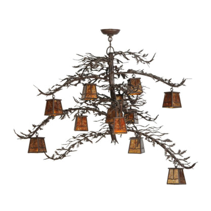 Meyda Tiffany Pine Branch Valley View 12 Light 48" Wide Chandelier - Cafe-Noir Finish