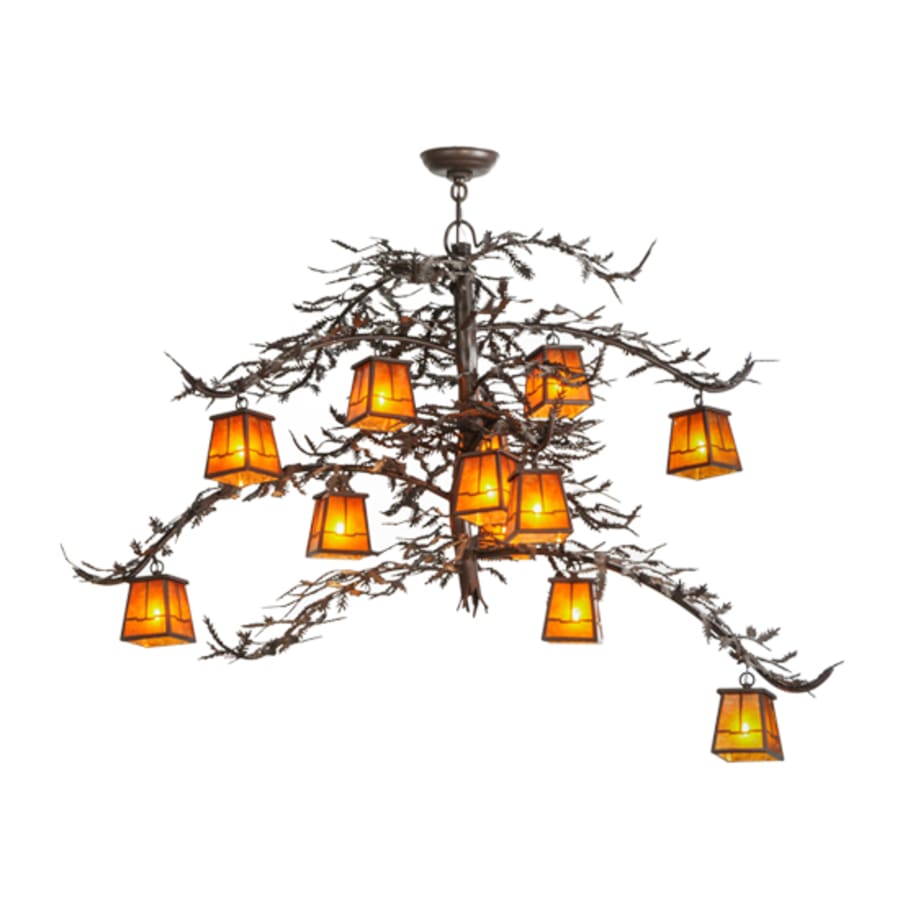 Meyda Tiffany Pine Branch Valley View 12 Light 48" Wide Chandelier - Cafe-Noir Finish