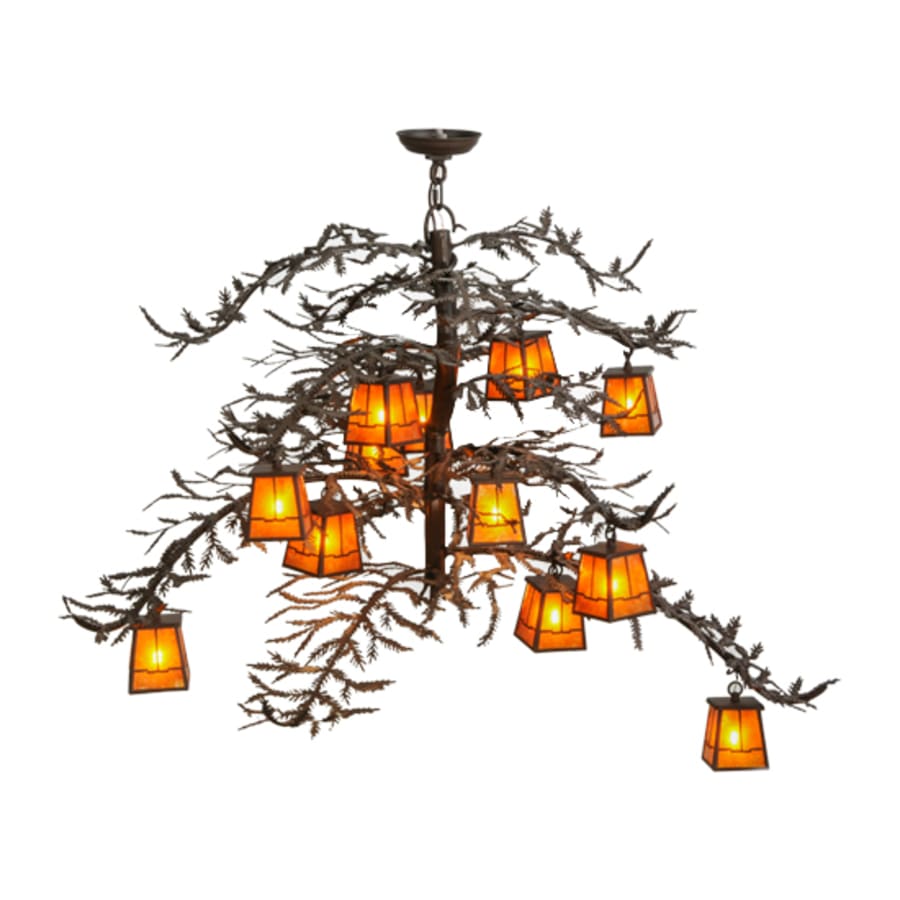 Meyda Tiffany Pine Branch Valley View 12 Light 48" Wide Chandelier - Cafe-Noir Finish
