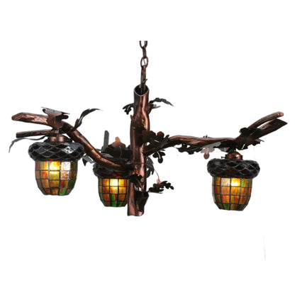 Meyda Tiffany Acorn Branch 3 Light 40" Wide Chandelier