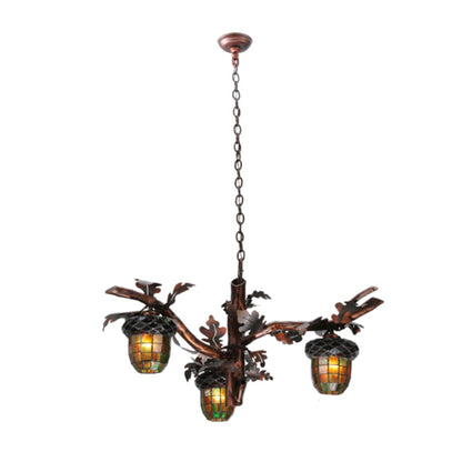 Meyda Tiffany Acorn Branch 3 Light 40" Wide Chandelier