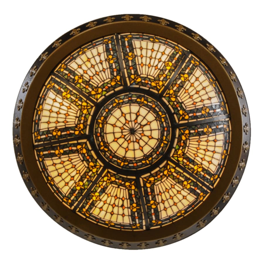 Meyda Tiffany Fleur-de-lis 4 Light 28" Wide Semi-Flush Bowl Ceiling Fixture - Copper Vein Bake / Nu Gold Finish