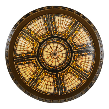 Meyda Tiffany Fleur-de-lis 4 Light 28" Wide Semi-Flush Bowl Ceiling Fixture - Copper Vein Bake / Nu Gold Finish