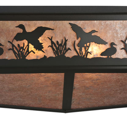 Meyda Tiffany Ducks in Flight 8 Light 80" Wide Semi-Flush Linear Ceiling Fixture