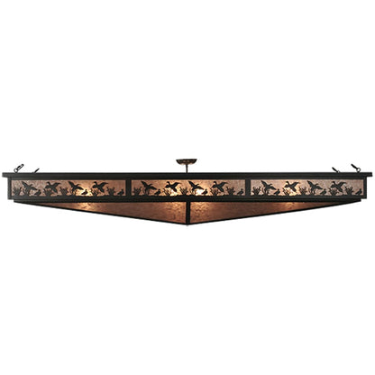 Meyda Tiffany Ducks in Flight 8 Light 80" Wide Semi-Flush Linear Ceiling Fixture
