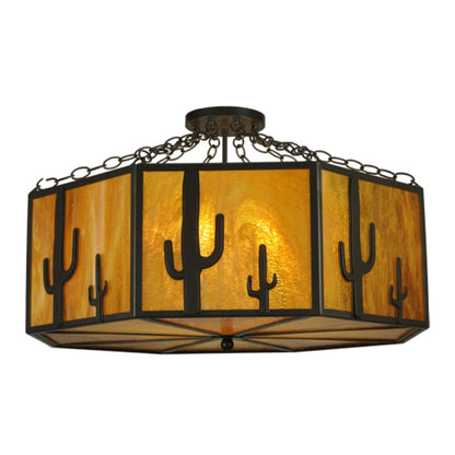 Meyda Tiffany Southwest 8 Light 28" Wide Semi-Flush Drum Ceiling Fixture