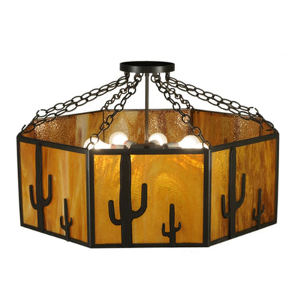 Meyda Tiffany Southwest 8 Light 28" Wide Semi-Flush Drum Ceiling Fixture