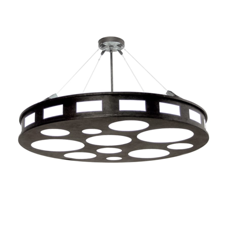 Meyda Tiffany Geo 12 Light 42" Wide Semi-Flush Drum Ceiling Fixture with White Shade - Blackwash Finish