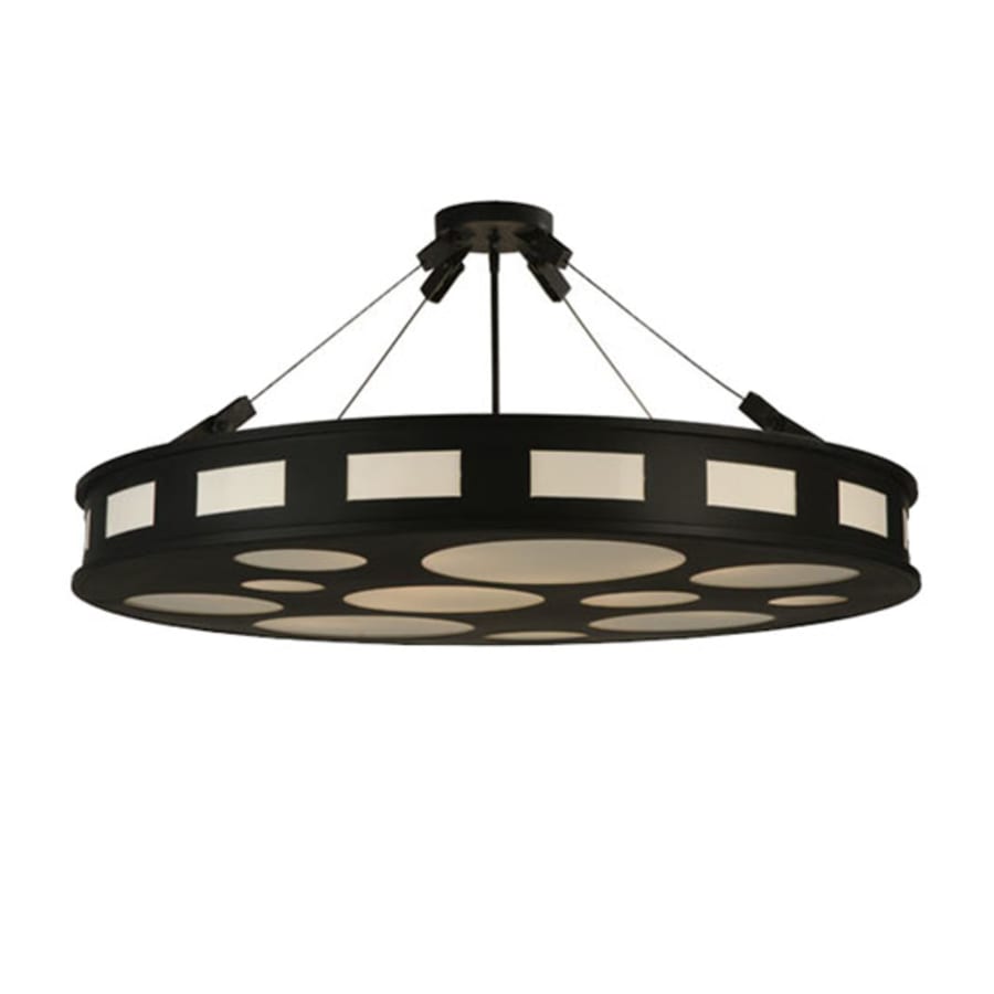 Meyda Tiffany Geo 12 Light 42" Wide Semi-Flush Drum Ceiling Fixture - Blackwash Finish