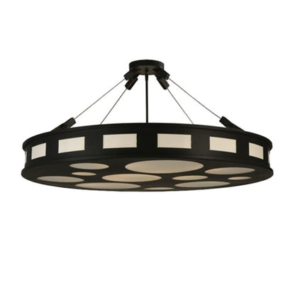 Meyda Tiffany Geo 12 Light 42" Wide Semi-Flush Drum Ceiling Fixture - Blackwash Finish