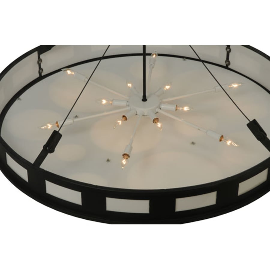Meyda Tiffany Geo 12 Light 42" Wide Semi-Flush Drum Ceiling Fixture - Blackwash Finish