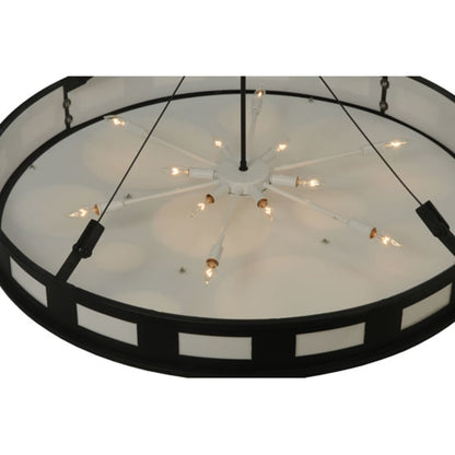 Meyda Tiffany Geo 12 Light 42" Wide Semi-Flush Drum Ceiling Fixture - Blackwash Finish