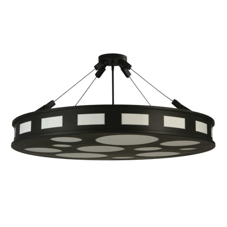 Meyda Tiffany Geo 12 Light 42" Wide Semi-Flush Drum Ceiling Fixture - Blackwash Finish