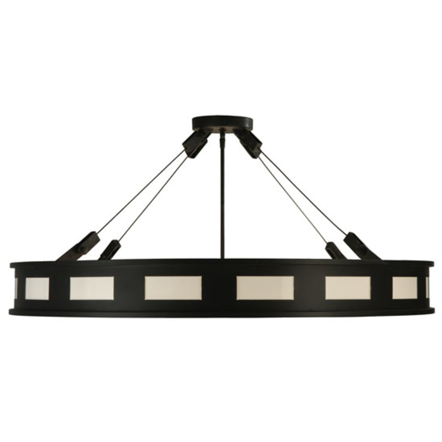 Meyda Tiffany Geo 12 Light 42" Wide Semi-Flush Drum Ceiling Fixture - Blackwash Finish