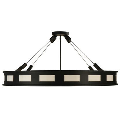 Meyda Tiffany Geo 12 Light 42" Wide Semi-Flush Drum Ceiling Fixture - Blackwash Finish