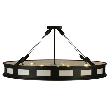 Meyda Tiffany Geo 12 Light 42" Wide Semi-Flush Drum Ceiling Fixture - Blackwash Finish