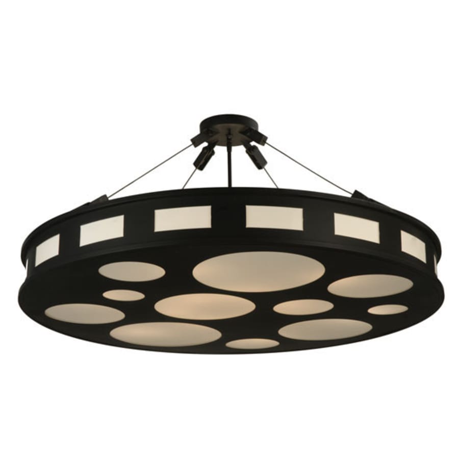 Meyda Tiffany Geo 12 Light 42" Wide Semi-Flush Drum Ceiling Fixture - Blackwash Finish