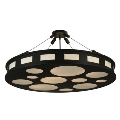 Meyda Tiffany Geo 12 Light 42" Wide Semi-Flush Drum Ceiling Fixture - Blackwash Finish