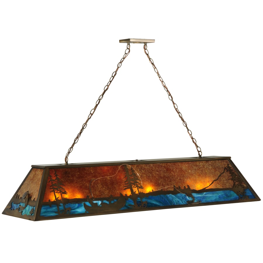 Meyda Tiffany 61" L Trout & Fisherman Island / Billiard Fixture