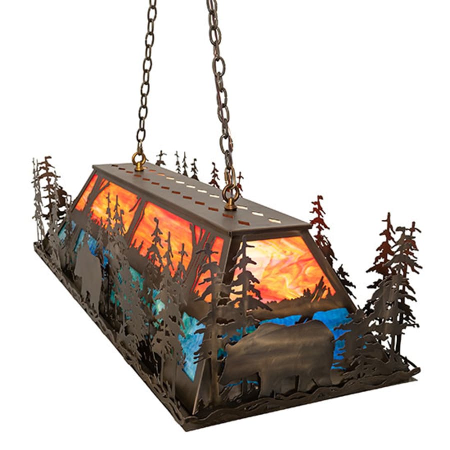 Meyda Tiffany Long Bear 6 Light 50" Wide Linear Pendant