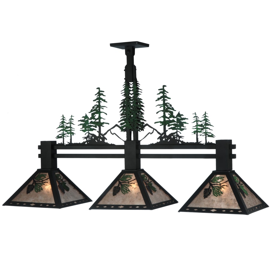 Meyda Tiffany 45" L Winter Pine 3 Light Island Chandelier