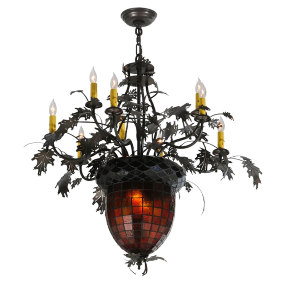 Meyda Tiffany Greenbriar Oak 11 Light 34" Wide Taper Candle Style Chandelier