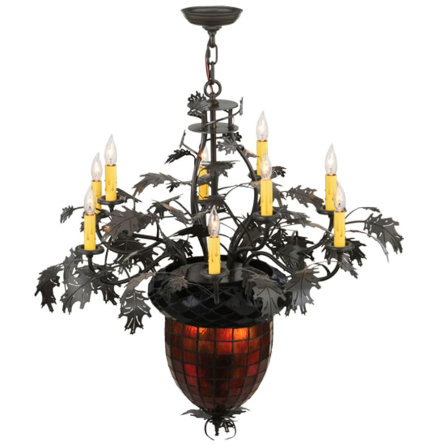 Meyda Tiffany Greenbriar Oak 11 Light 34" Wide Taper Candle Style Chandelier