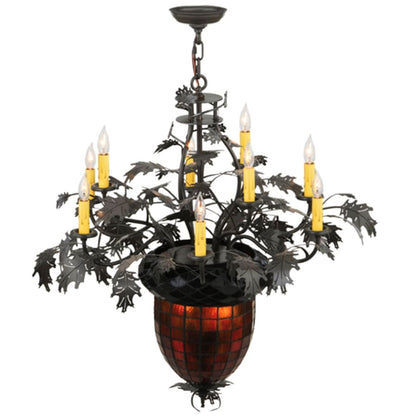 Meyda Tiffany Greenbriar Oak 11 Light 34" Wide Taper Candle Style Chandelier