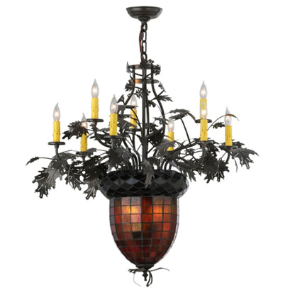 Meyda Tiffany Greenbriar Oak 11 Light 34" Wide Taper Candle Style Chandelier