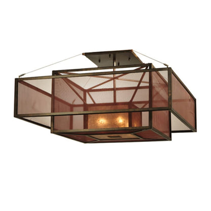 Meyda Tiffany Quadrato Umador 4 Light 51" Wide Semi-Flush Square Ceiling Fixture - Gilded Tobacco Finish