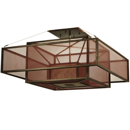 Meyda Tiffany Quadrato Umador 4 Light 51" Wide Semi-Flush Square Ceiling Fixture - Gilded Tobacco Finish