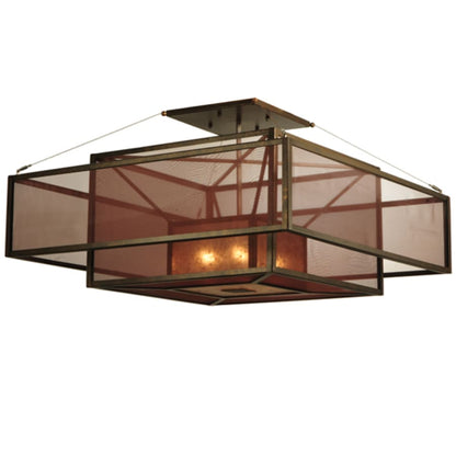 Meyda Tiffany Quadrato Umador 4 Light 51" Wide Semi-Flush Square Ceiling Fixture - Gilded Tobacco Finish