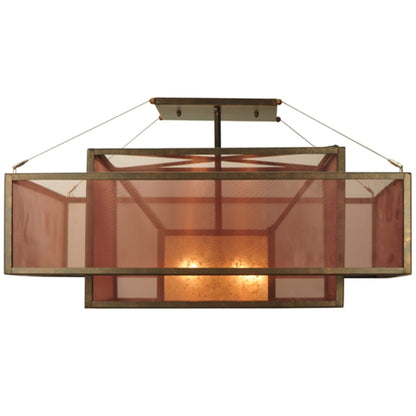 Meyda Tiffany Quadrato Umador 4 Light 51" Wide Semi-Flush Square Ceiling Fixture - Gilded Tobacco Finish