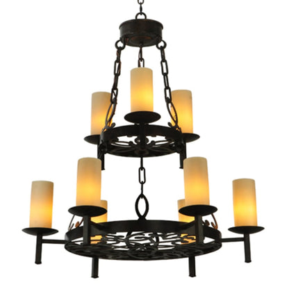 Meyda Tiffany Newcastle 9 Light 33" Wide Pillar Candle Style Chandelier