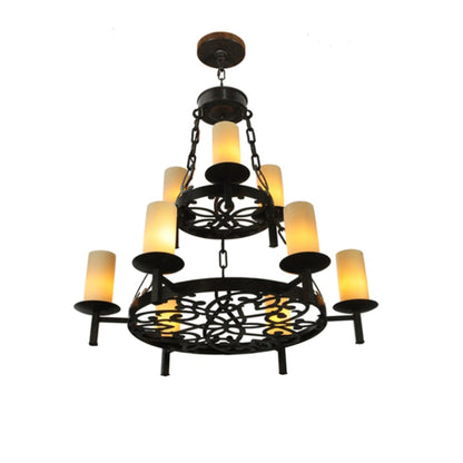 Meyda Tiffany Newcastle 9 Light 33" Wide Pillar Candle Style Chandelier