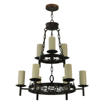 Meyda Tiffany Newcastle 9 Light 33" Wide Pillar Candle Style Chandelier