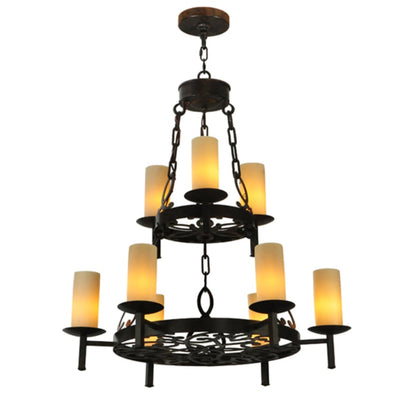 Meyda Tiffany Newcastle 9 Light 33" Wide Pillar Candle Style Chandelier