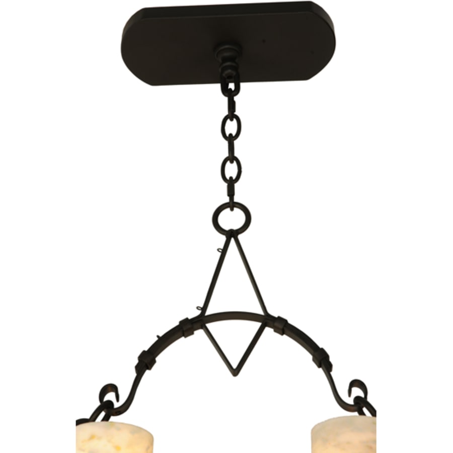 Meyda Tiffany Tudor 15 Light 60" Wide Pillar Candle Style Chandelier with Amber Jadestone Shades - Wrought Iron Finish