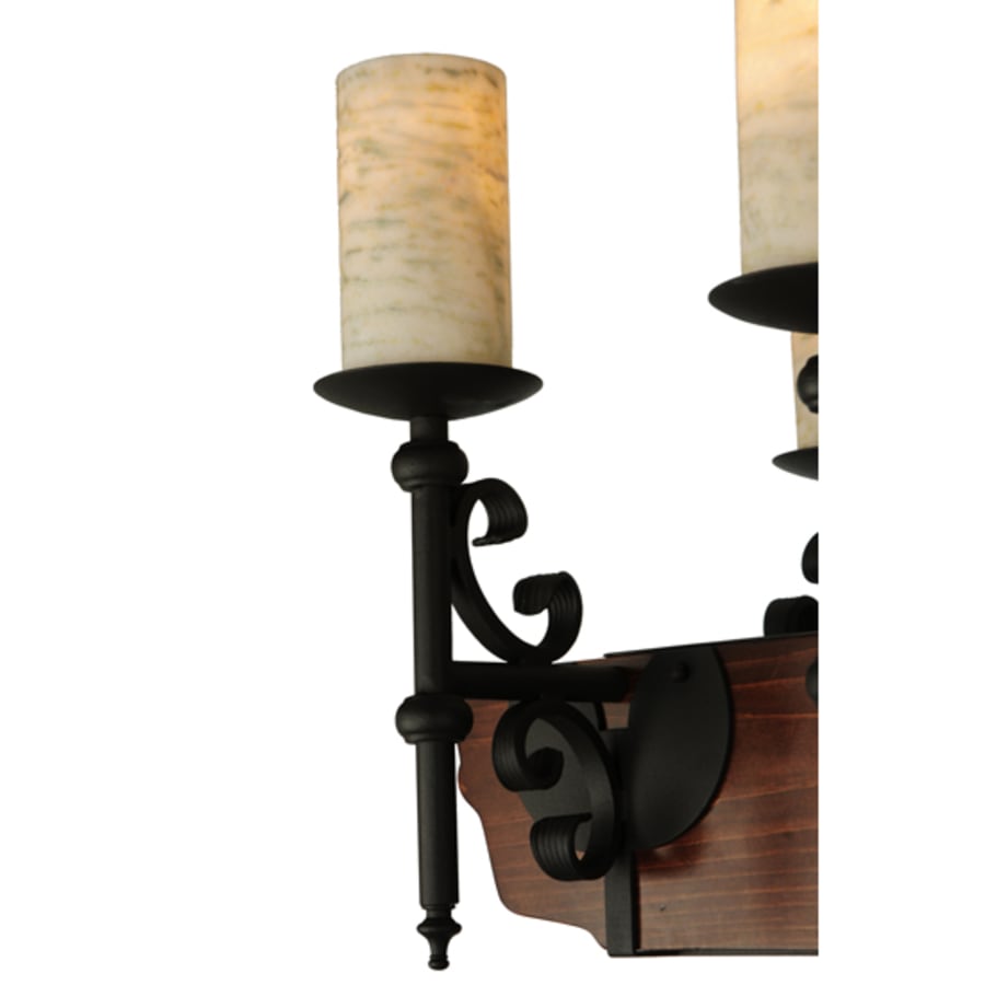 Meyda Tiffany Tudor 15 Light 60" Wide Pillar Candle Style Chandelier with Amber Jadestone Shades - Wrought Iron Finish