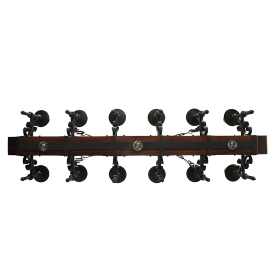 Meyda Tiffany Tudor 15 Light 60" Wide Pillar Candle Style Chandelier with Amber Jadestone Shades - Wrought Iron Finish