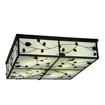 Meyda Tiffany Ivy 8 Light 51" Wide Flush Mount Square Ceiling Fixture - Textured Black Finish - GU24 Bulb Base