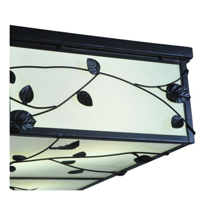 Meyda Tiffany Ivy 8 Light 51" Wide Flush Mount Square Ceiling Fixture - Textured Black Finish - GU24 Bulb Base